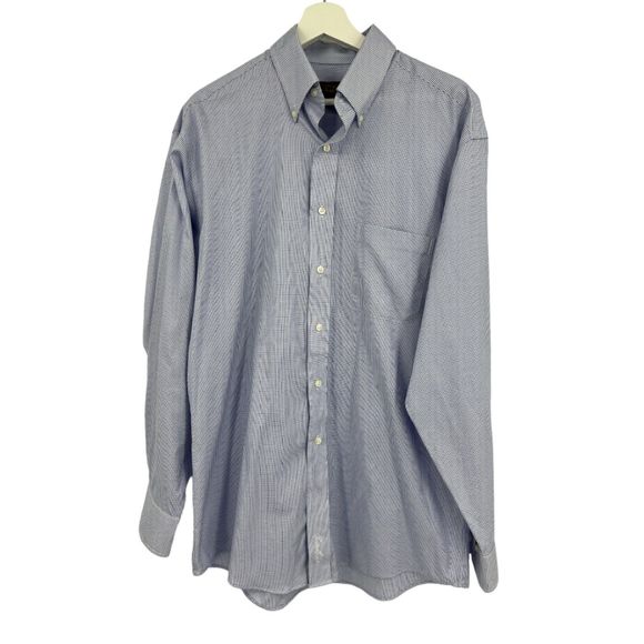 Tasso Elba shirt Medium 34/35 mens long sleeve button up 15 1/2 blue lot of 2 - Picture 2 of 10